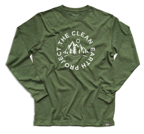 100% recycled materials long sleeve green white logo