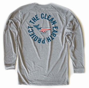 100% Recycled water bottles American Flag Long Sleeve whale heather grey back