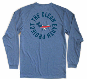 100% Recycled water bottles American Flag whale Long Sleeve 