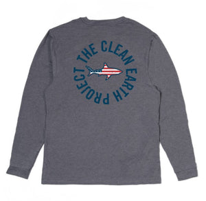 American Flag Shark Classic Long Sleeve | Heather Grey