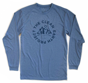 recycled shirt blue long sleeve navy logo