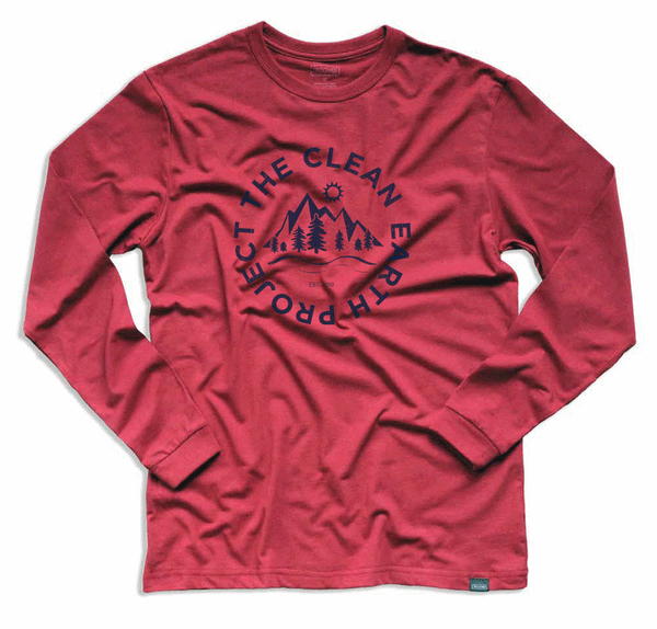 100% recycled materials long sleeve red navy logo