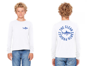 white long sleeve shark shirt for kids